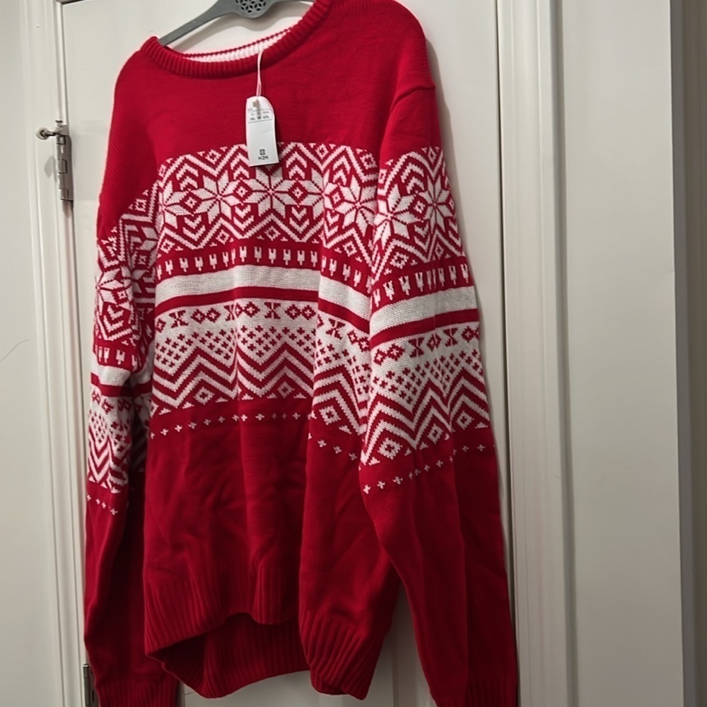 🆕 NEW H2H Christmas Knit Sweater Adult Size 3XL Red White Holiday Print